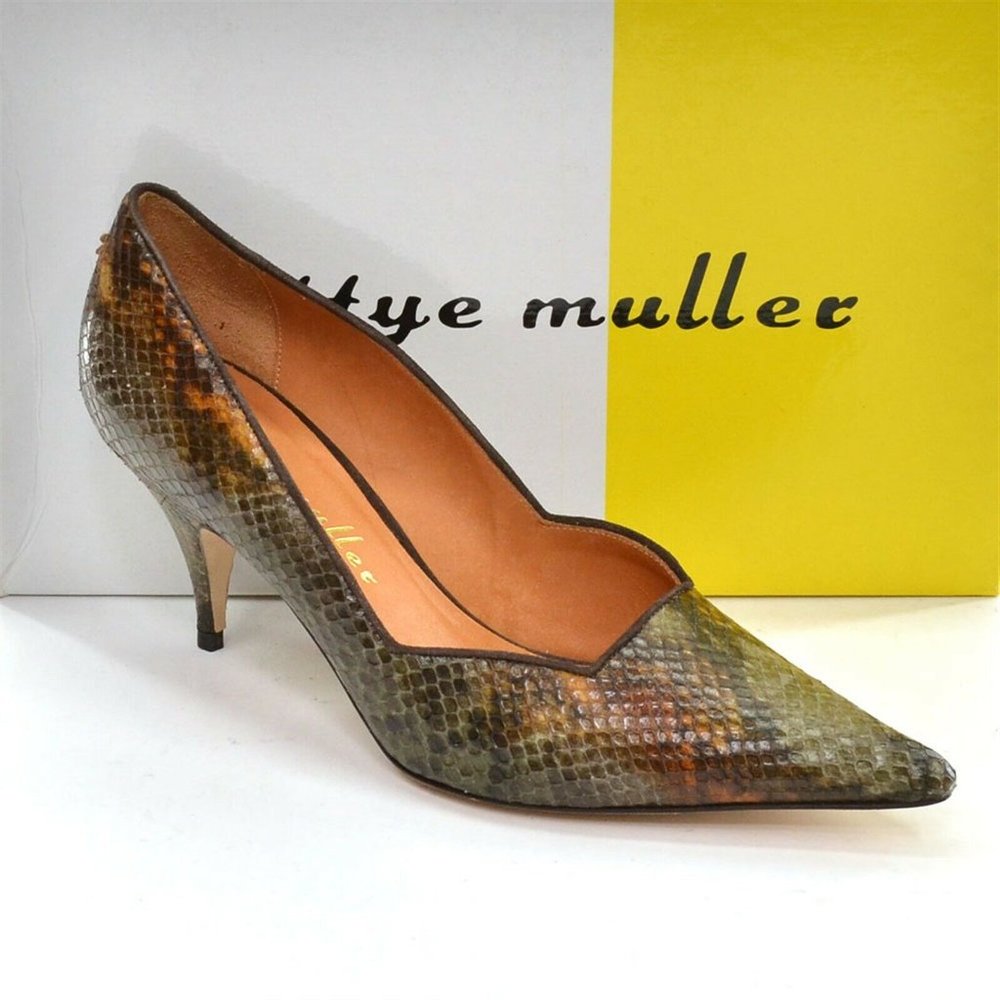Bettye Muller Storie Pointy Toe Python Pumps 7.5